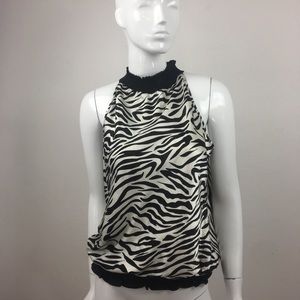 JohnPaulRichard | Zebra Turtleneck Sleeveless Top
